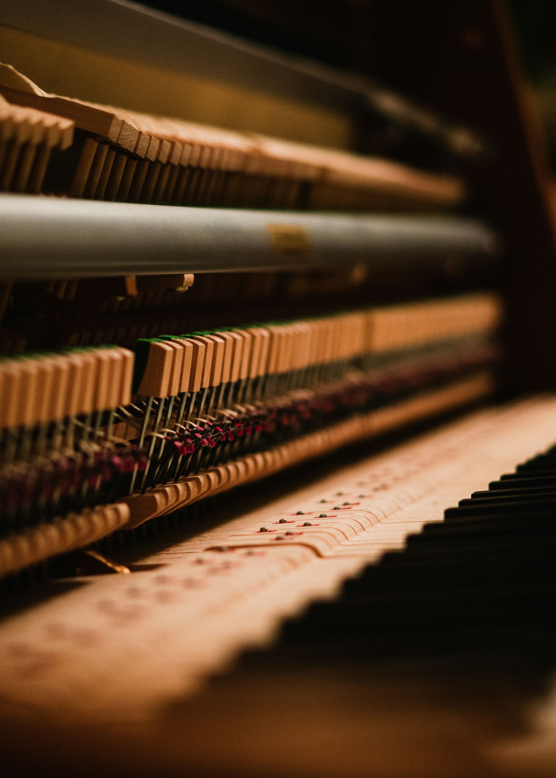 brown and white piano keys